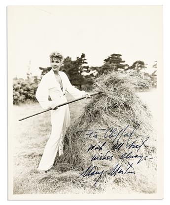 (ENTERTAINERS--DANCERS.) Group of 5 Photographs Signed, or Signed and Inscribed: Fred Astaire * Ray Bolger (2) * Mary Martin (2).